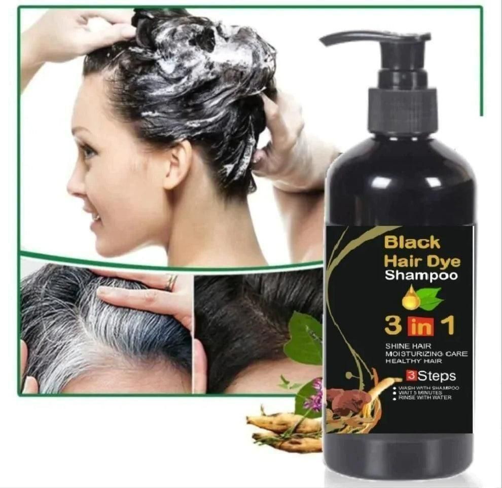 Unisex Instant Black Herbal Hair Dye Shampoo for Grey Hair Coverage 3 in 1(100ml) - GlowNest
