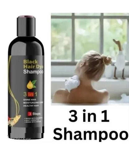 Unisex Instant Black Herbal Hair Dye Shampoo for Grey Hair Coverage 3 in 1(100ml) - GlowNest