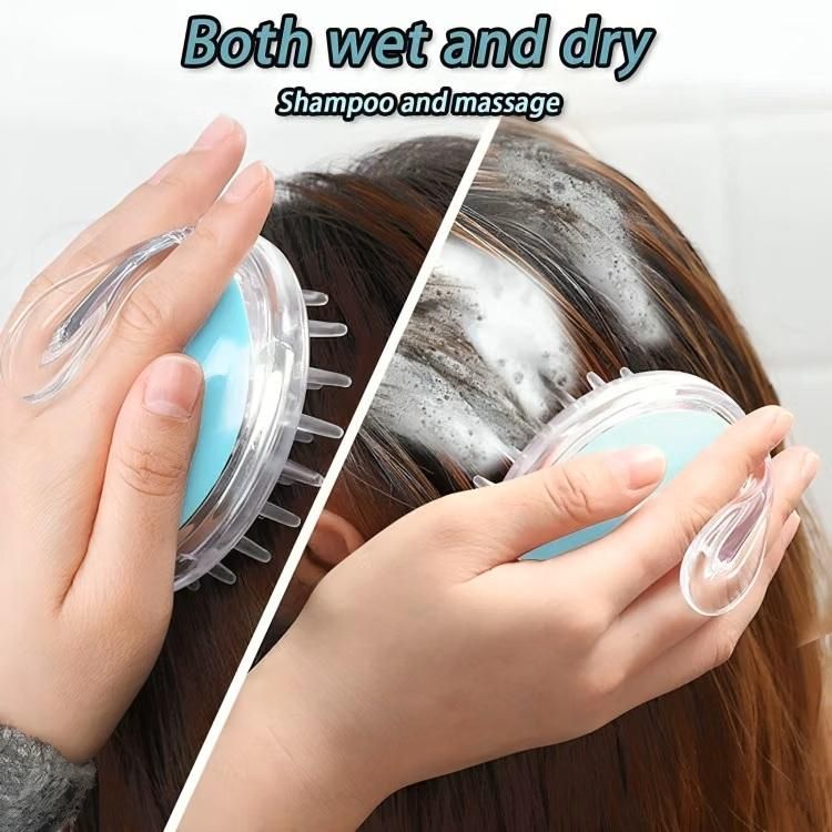 Hair Scalp Massager Shampoo Brush Head Massage Soft Silicone Bristles And Remove Dandruff Growth Deep Cleaning (Pack of 1)� - GlowNest